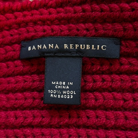 Banana Republic Red Ivory Black Colorblock Wool Winter Scarf Unisex - Picture 5 of 6